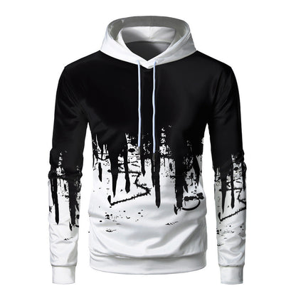 Men`s  Hoodie – Loose Fit – Lightweight and Breathable – 3D Print – Ribbed Edges – Casual
