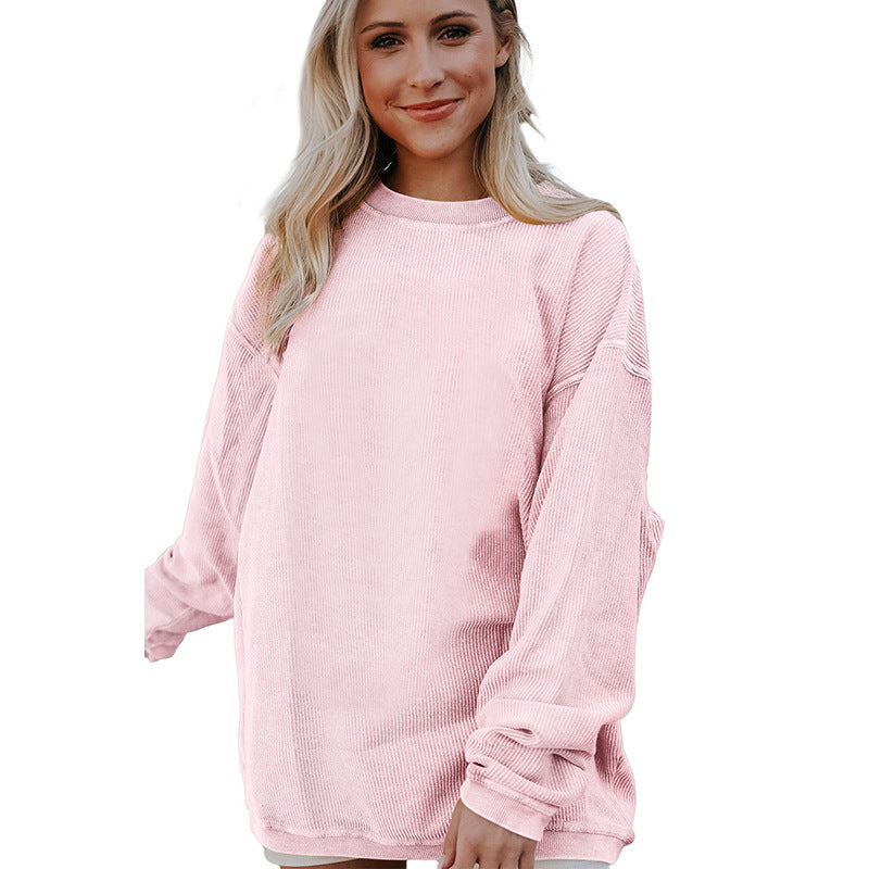 Women's Sweatshirt – Relaxed Fit – Long-Sleeved – Soft Cotton Blend – Round Neck