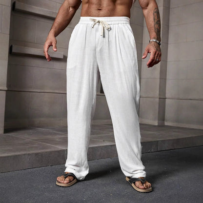 Men's Trousers – Relaxed Fit – Lightweight Breathable Fabric – Adjustable Drawstring – Full Length