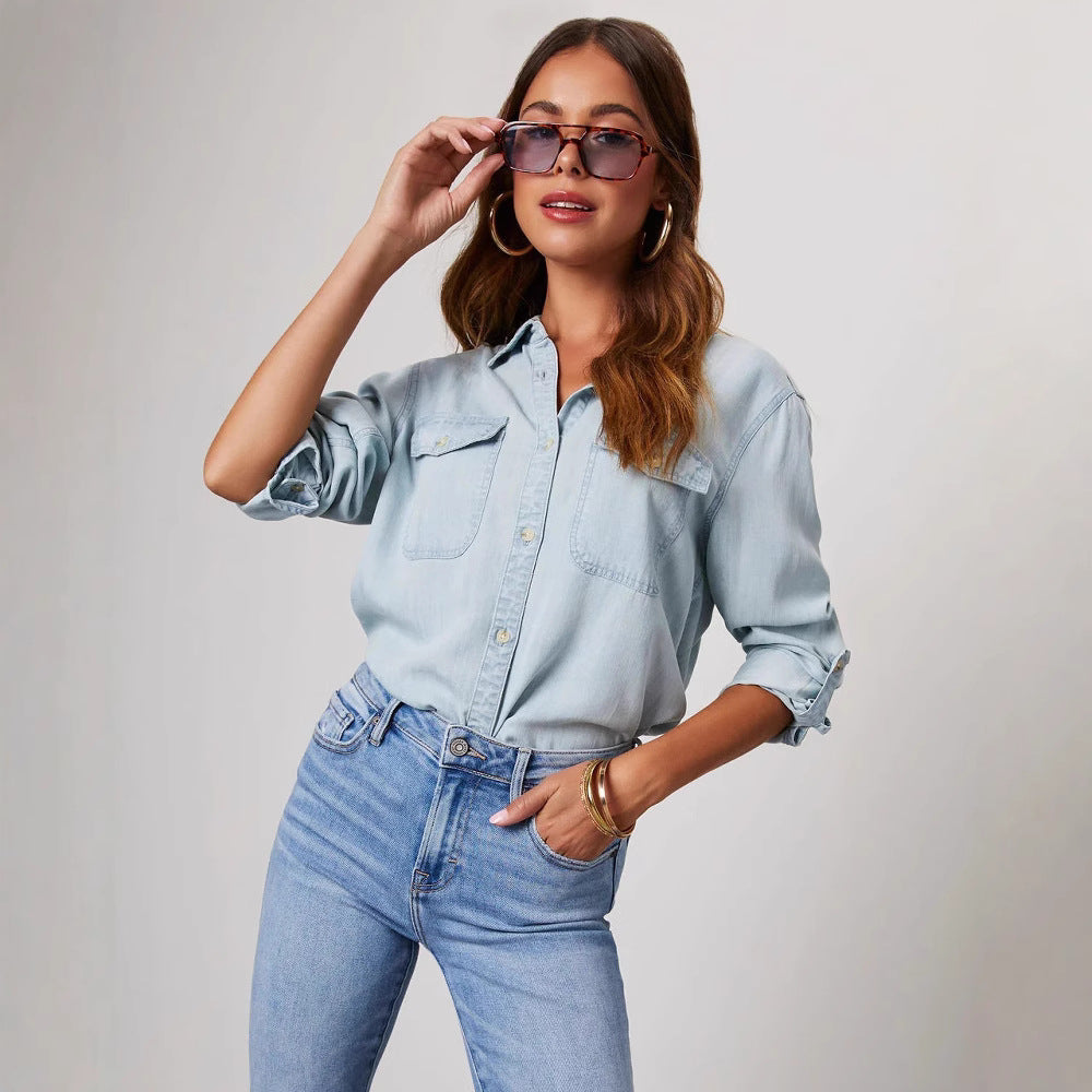 Women's Shirt – Relaxed Fit – Long Sleeves – Button Closure