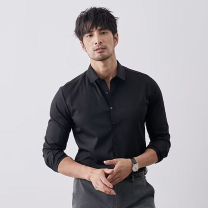 Men's Shirt – Slim Fit – Soft Faux Silk – Long Sleeves – Business Look