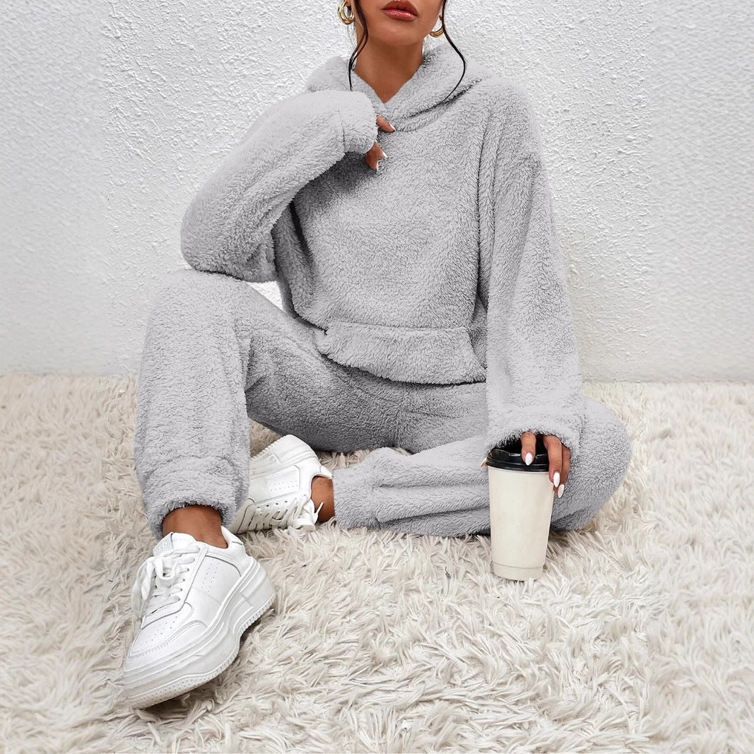 Women's Two-piece Set – Relaxed Fit Hoodie – Wide Pants – Soft Comfortable Texture