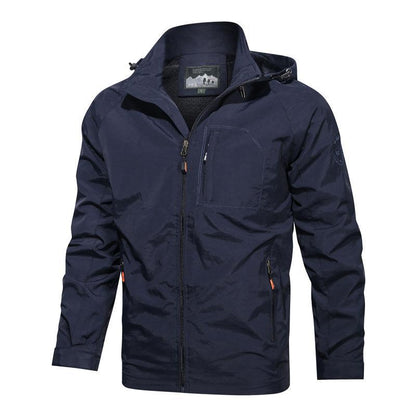 Men's Jacket with Hood – Lightweight and Wind-Resistant – Zipper Closure – Multiple Zipper Pockets