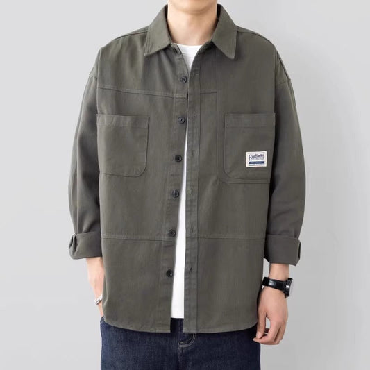 Men's Overshirt Jacket – Relaxed Fit – Button Closure – Utility Chest Pockets