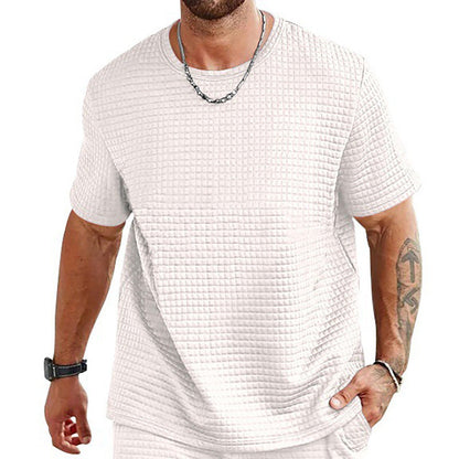 Men's T-shirt – Relaxed Fit – Textured Lightweight Fabric – Breathable Crew Neck
