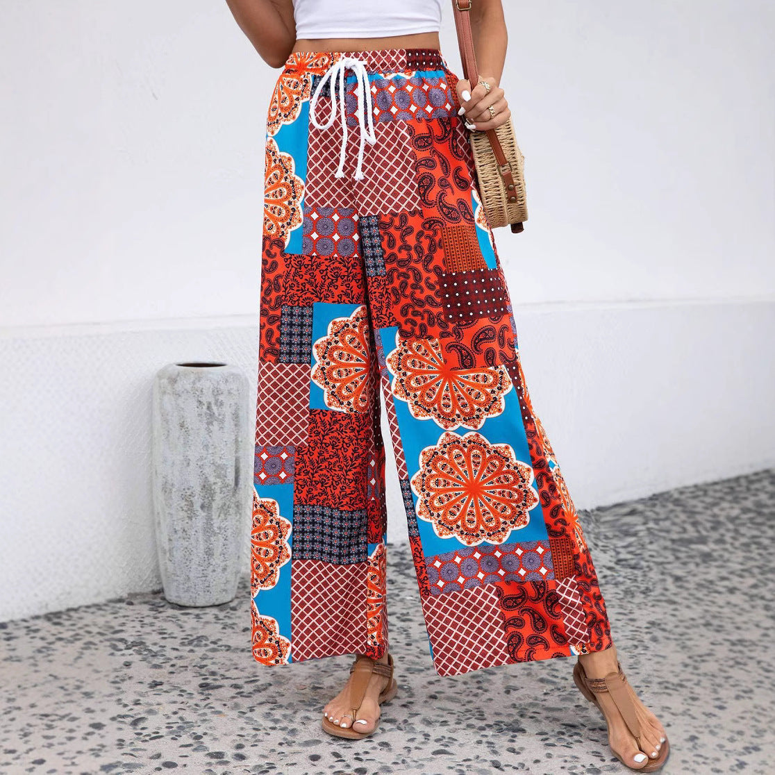 Women's Lounge Pants – Bohemian Print – Relaxed Fit – Wide Leg – Breathable Material