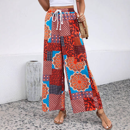 Women's Lounge Pants – Bohemian Print – Relaxed Fit – Wide Leg – Breathable Material