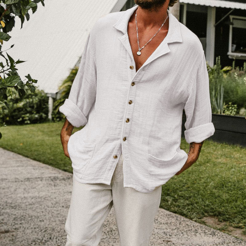 Men's Shirt – Relaxed Fit – Natural Fibers – Long Sleeves – Button Closure