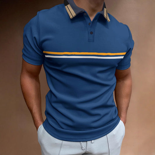 Men's Polo Shirt – Slim Fit – Breathable Blend – Short-Sleeved – Striped Chest Design