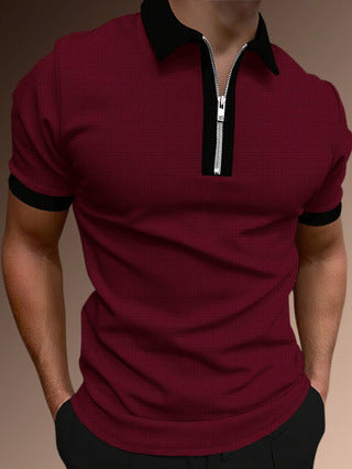 Men's Polo Shirt – Slim Fit – Half Zipper – Breathable Material – Patterned Design
