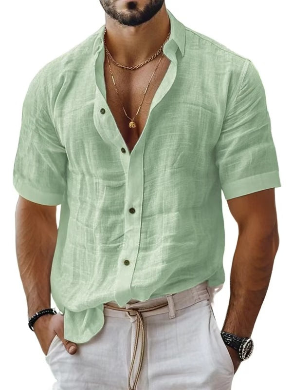 Men's Shirt – Relaxed Fit – Breathable Blend – Short-Sleeved – Revere Collar