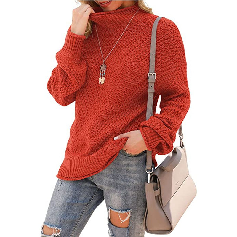 Women's Sweater - Half Turtleneck Knit Pullover - Casual Cozy Top