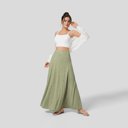 Women's Long Skirt – High Waist – Soft Knit – Flowy Fit – Full Length