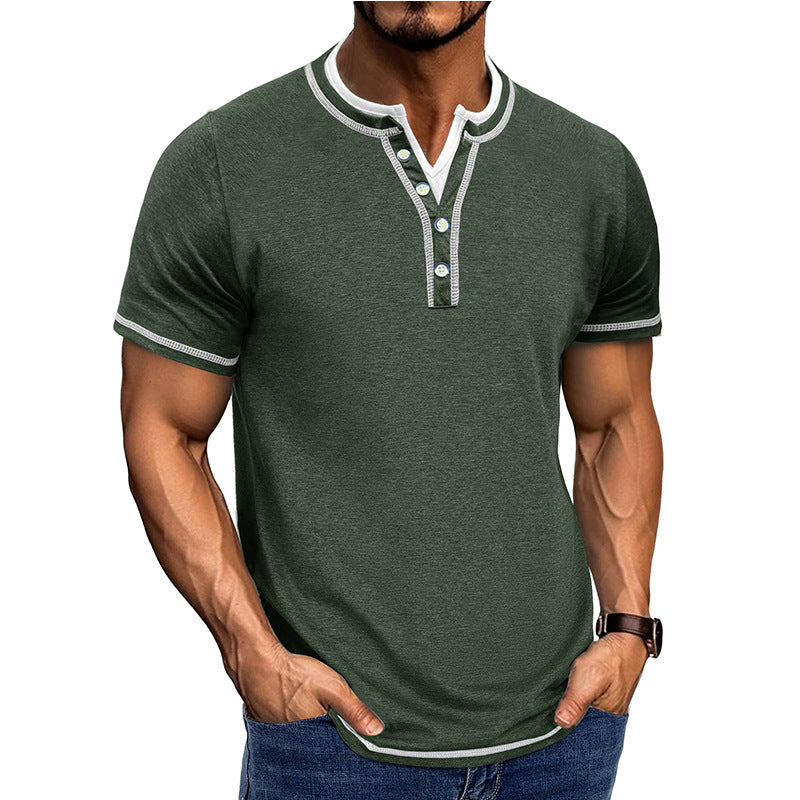 Men's Henley T-shirt – Soft Cotton Feel – Comfortable Fit – Short Sleeve