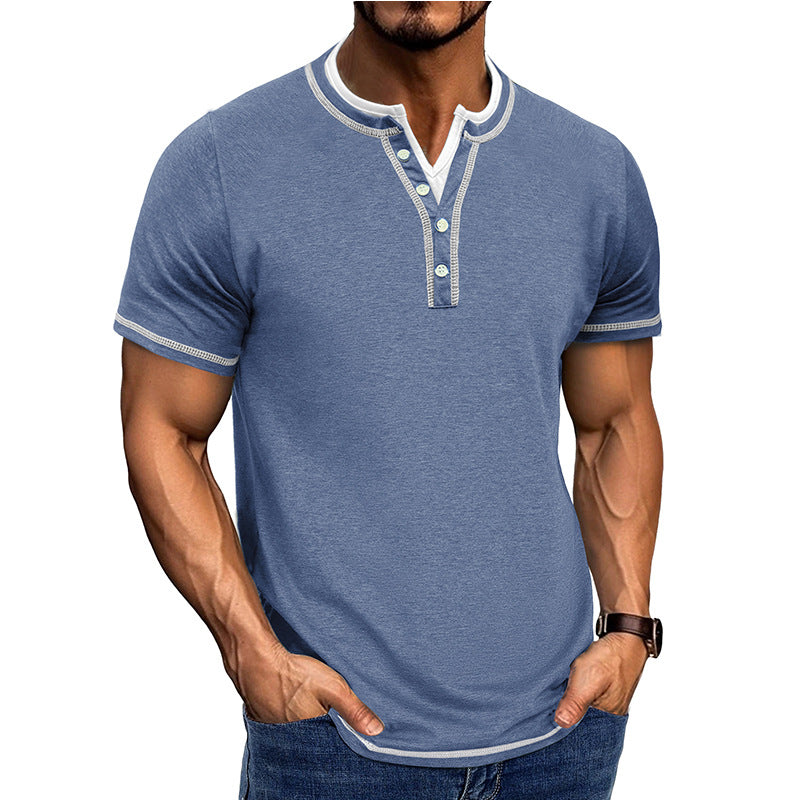 Men's Henley T-shirt – Soft Cotton Feel – Comfortable Fit – Short Sleeve