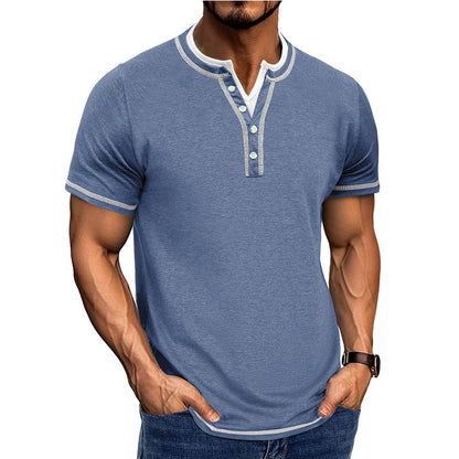 Men's Henley T-shirt – Soft Cotton Feel – Comfortable Fit – Short Sleeve