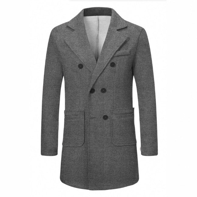 Men's Long Tailored Coat - Double-Breasted Classic - Elegant Urban Wear