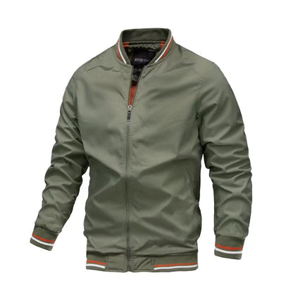 Men's Jacket – Slim Fit – Water-Repellent – Stand Collar – Zipper Closure – Ribbed Edges