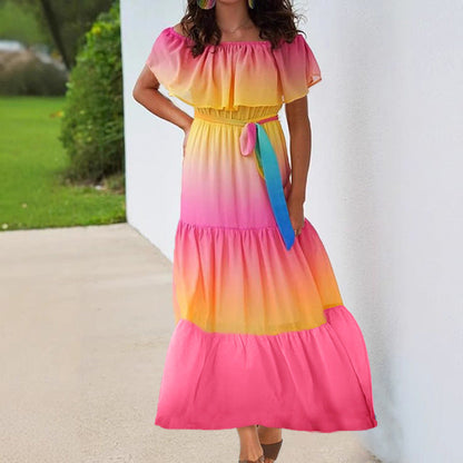 Women's Mini Dress – Off-Shoulder – Ruched Waist – Light and Breathable Design