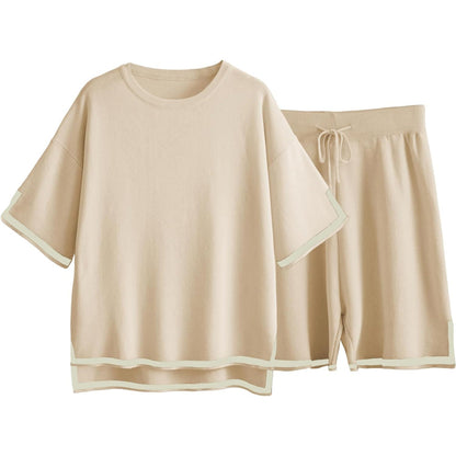 Women's Sweater Set – Loose Fit – Soft Knit – Ribbed Edges – Casual Style
