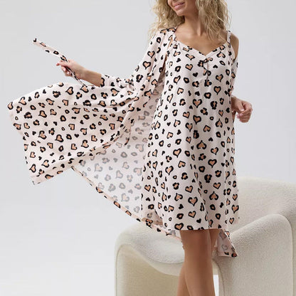 Women's Kimono Set – Loose Fit – V-Neck – Breathable Lightweight Design – With Bottoms