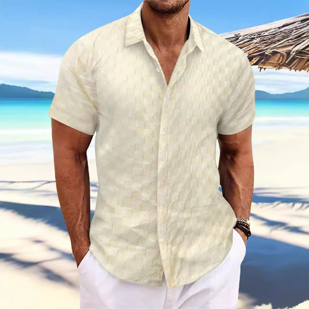 Men's Shirt – Regular Fit – Short Sleeve – Textured Weave – Breathable Blend