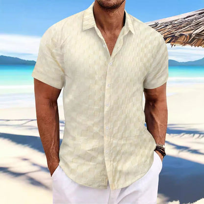 Men's Shirt – Regular Fit – Short Sleeve – Textured Weave – Breathable Blend
