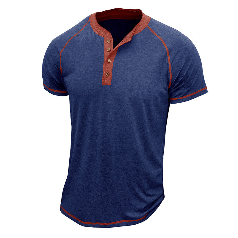 Men's Henley T-shirt – Regular Fit – Short Sleeve – Breathable – Contrast Details