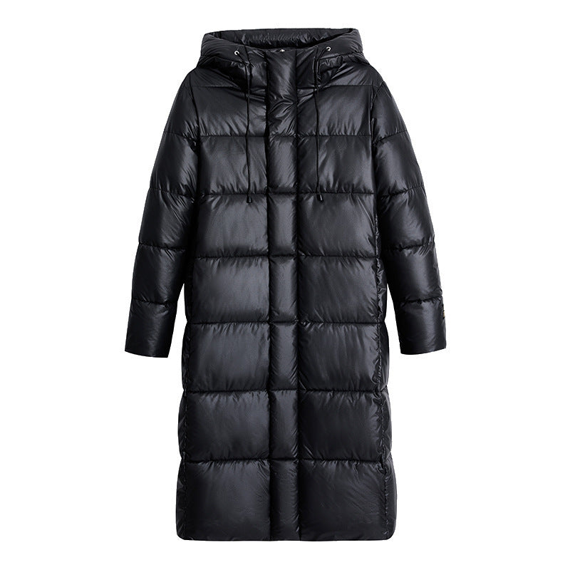 Women's Long Puffer Coat - Hooded Winter Outerwear - Stylish Quilted Desig