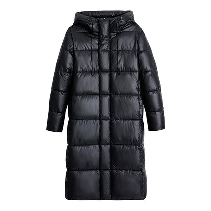 Women's Long Puffer Coat - Hooded Winter Outerwear - Stylish Quilted Desig