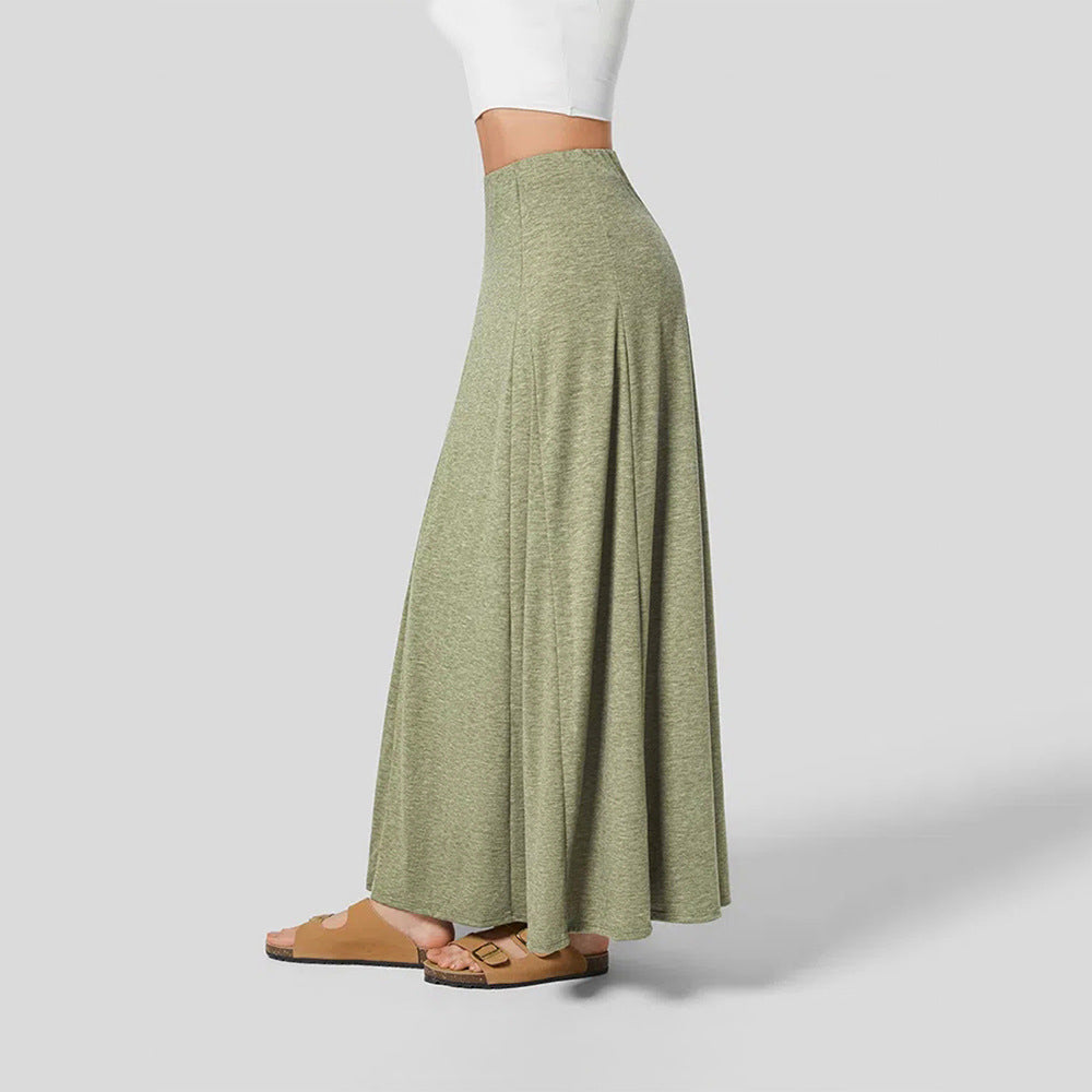 Women's Long Skirt – High Waist – Soft Knit – Flowy Fit – Full Length