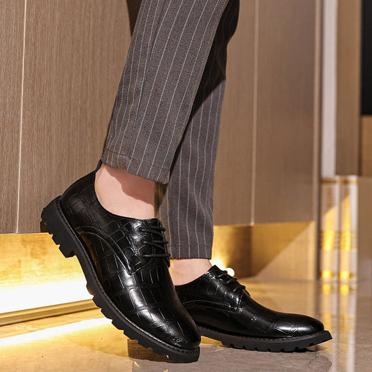 Men's Derby Shoes – Leather – Cap Toe – Formal Cut – Rubber Sole – Classic Design