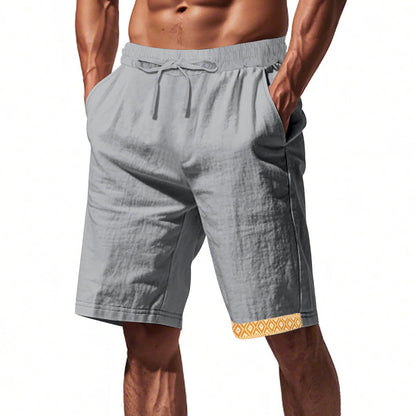 Herreshorts – Løs Pasform – Let Hør – Justerbar Snøre – Boho Kantdetalje