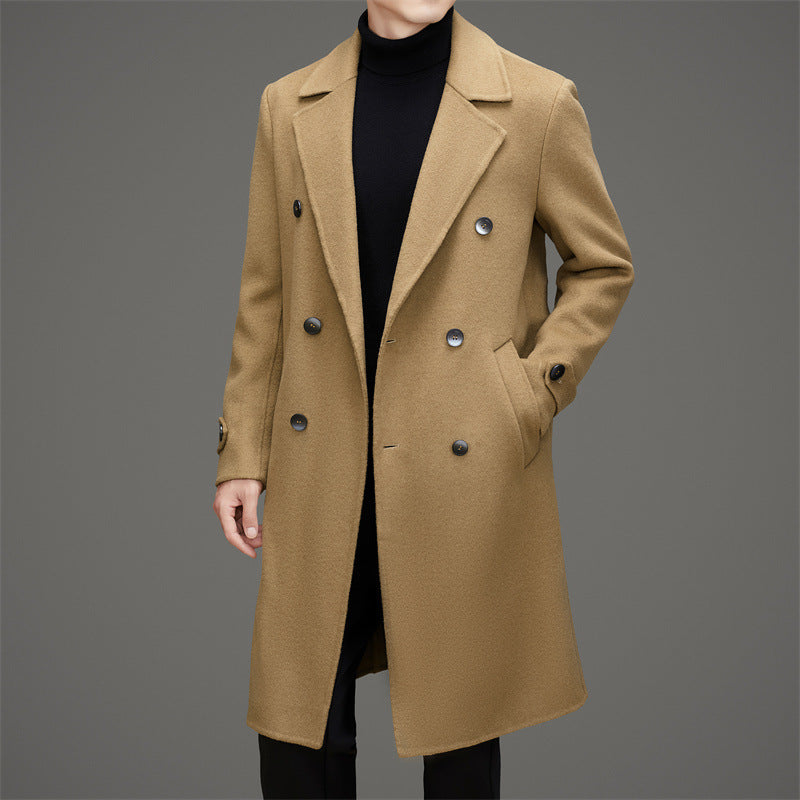 Men's Coat – Wool – Mid-Length – Tailored Fit – Double Breasted – Classic Design