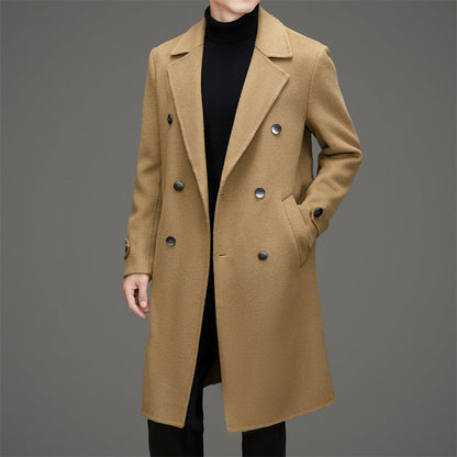 Men's Coat – Wool – Mid-Length – Tailored Fit – Double Breasted – Classic Design