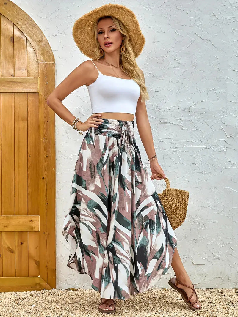 Women's Maxi Skirt – Boho Print – Elastic Waist – Light and Breathable Fit