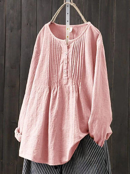 Women's Blouse - Light and Breathable - Loose Fit - 3/4 Sleeves - Button Closure
