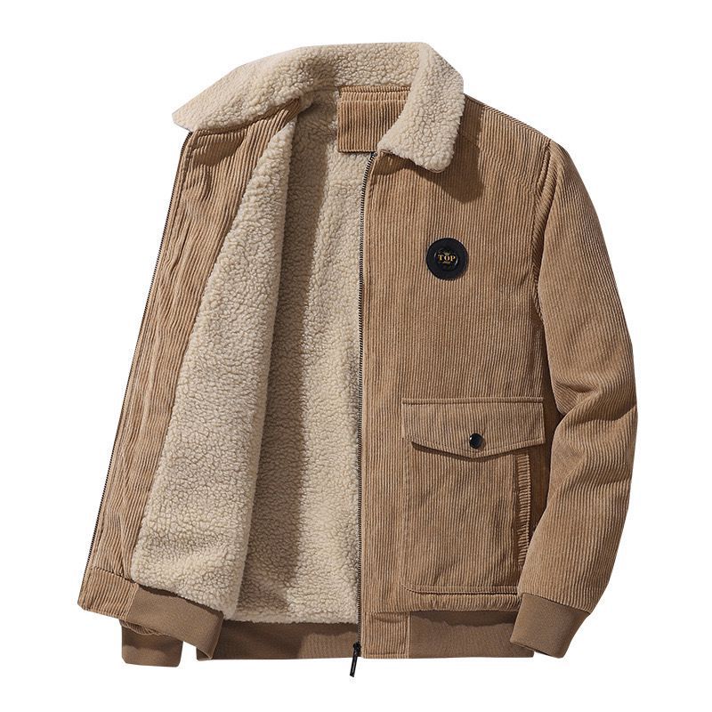Men's Jacket – Corduroy – Loose Fit – Wool Lining – Button Closure – Casual Look