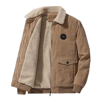 Men's Jacket – Corduroy – Loose Fit – Wool Lining – Button Closure – Casual Look