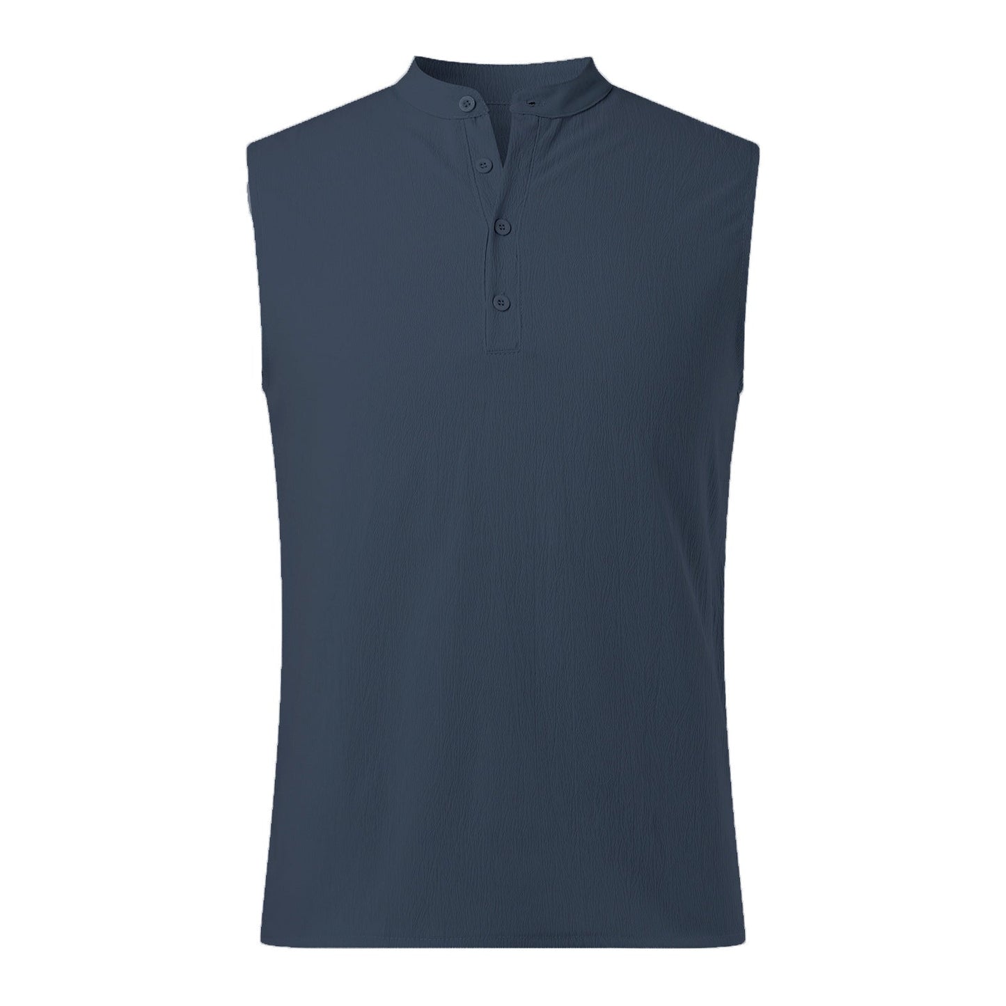 Men's Vest – Sleeveless – Light Cotton Blend – Mandarin Collar – Relaxed Fit