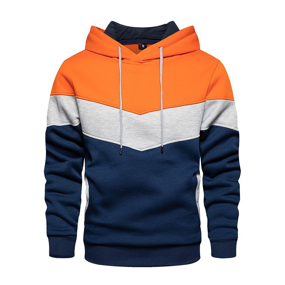 Men's Hoodie – Loose Fit – Color Block Design – Adjustable Hood – Side Pockets