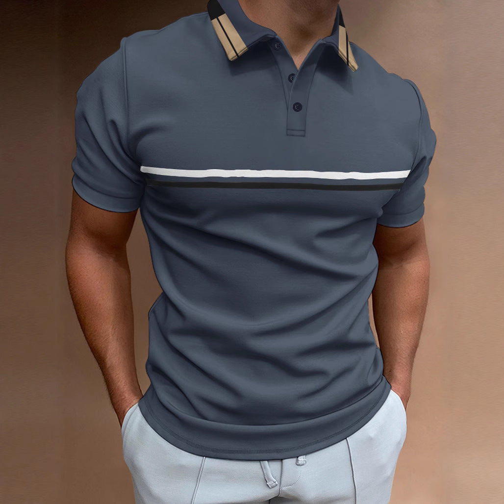 Men's Polo Shirt – Slim Fit – Breathable Blend – Short-Sleeved – Striped Chest Design