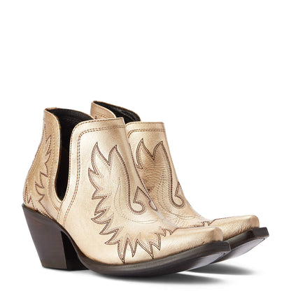 Women's Western Ankle Boots - Retro Pointed Toe - Thick Heel - Embroidered Detail