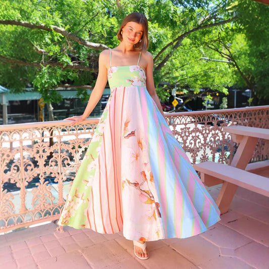 Women's Dress – Light Cotton – Flowy Fit – Artistic Print – Maxi Length