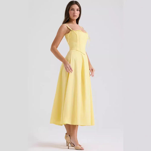 Dress for Women – Midi Length – Slim Fit – Corset Bodice – Breathable Material