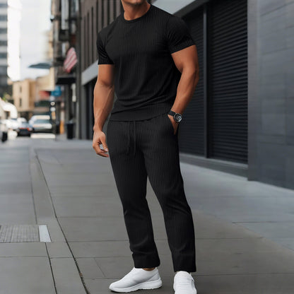 Men's Training Set – Slim Fit – Breathable Stretch Fabric – Textured Design