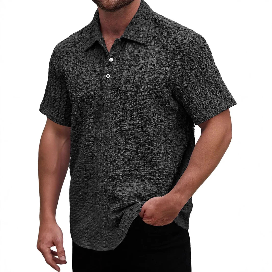 Men's Polo Shirt – Regular Fit – Textured Knit – Short Sleeve Breathable Design