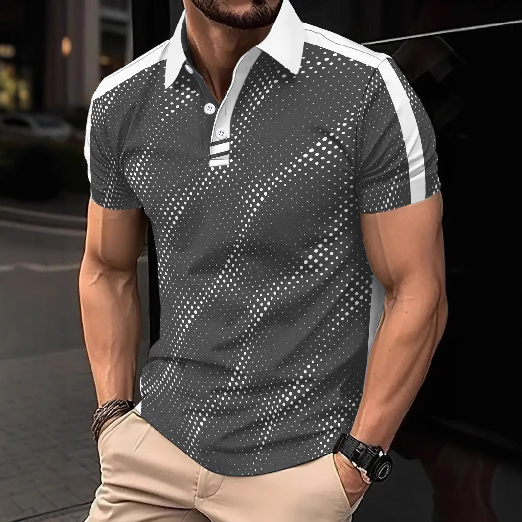 Men's Polo T-shirt – Slim Fit – Breathable Material – Graphic Pattern – Sporty Stripes