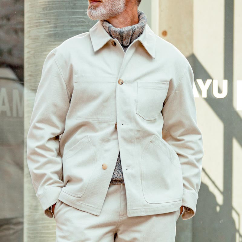 Men's Work Jacket – Robust Cotton – Structured Fit – Button Closure – Pockets