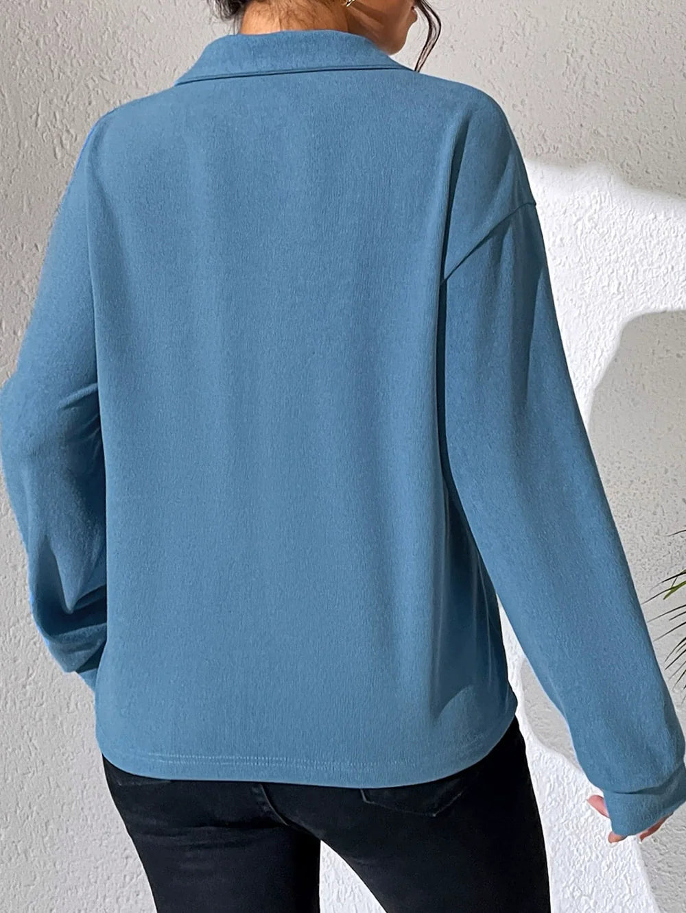 Women's Pullover Top – Relaxed Fit – Half Zipper – Soft Cotton Blend – Long Sleeves